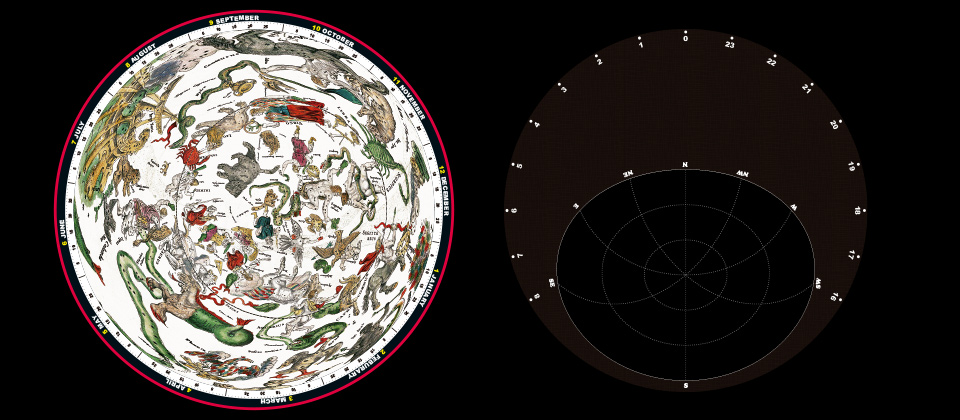 星座早見盤「Wit」の「星座の円盤」と「表示の窓枠」