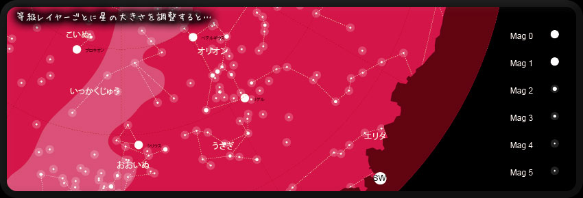 星の大きさを手動で変更したサンプル